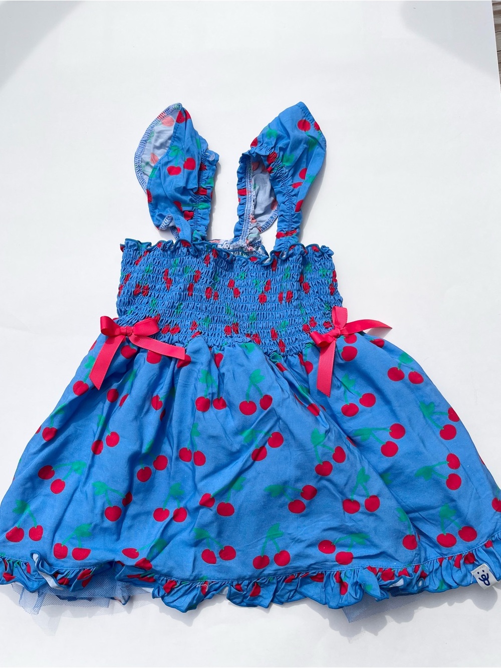 Oodles Baby Girl’s Cherry Print Shirt Dress Stretchy 12-18mnths